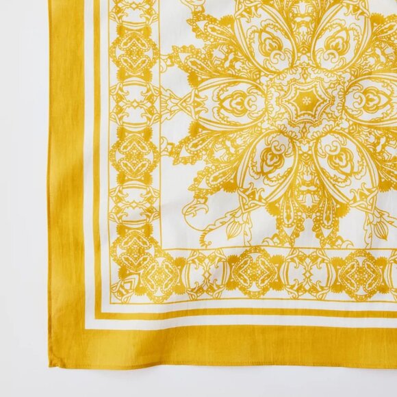 NWT Urban Outfitters Abstract Yellow Square Scarf Bandana - Picture 3 of 6